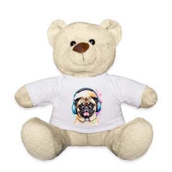 Carlin Casque Chien Coloré Drôle Animal Design Imprimer - Nounours - blanc - Devant