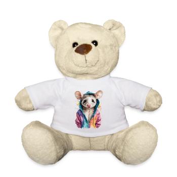 Sweat à capuche Opossum Imprimé de design d’animaux colorés - Nounours - blanc - Devant