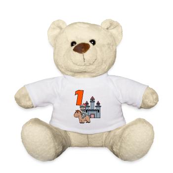 1 an - inscription à l’école - motif chevalier - Nounours - blanc - Devant