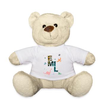 EMIL - Beau prénom de garçon avec dinosaure - Nounours - blanc - Devant