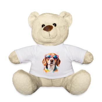 Beagle Sonnenbrille Hund Lustig Tier Design Print - Teddy - Weiß - Vorne