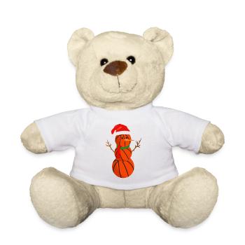 Joyeux Noël, bonhomme de neige avec chapeau de père Noël - Nounours - blanc - Devant