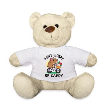 Capybara mignon à vélo avec des fleurs - Nounours - blanc - Devant