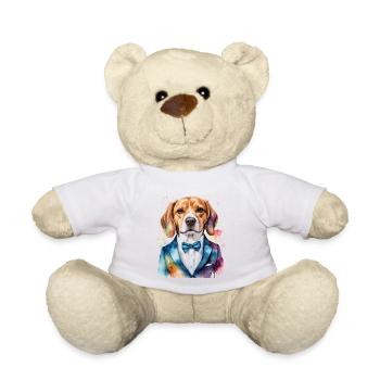 Beagle Anzug Hund Bunt Lustig Tier Design Print - Teddy - Weiß - Vorne