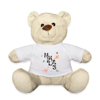 NIKLAS - Beautiful boy name with dinosaur - Teddy Bear - white - Front