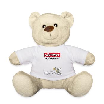 24. Geburtstag Gästebuch Unterschriften Alkohol - Teddy - Weiß - Vorne