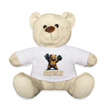Funny weightlifter bear with saying strong as a bear - Teddy Bear - white - Front