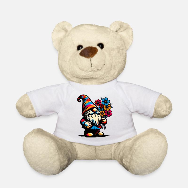 Gnome à fleurs - Nounours - blanc