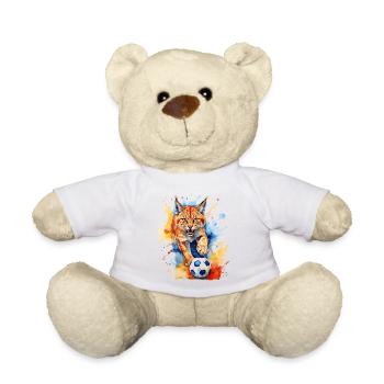 Luchs Fußball Bunt Rumänien Romania Design Print - Teddy - Weiß - Vorne