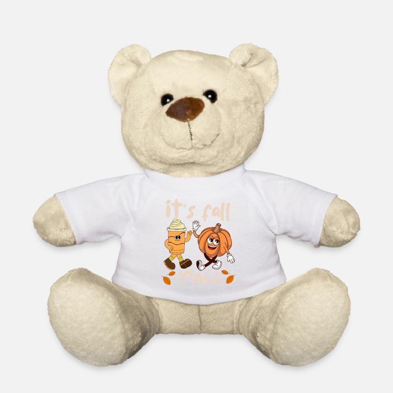 Retro cartoon pumpkin spice latte it's fall y'all - Nounours - blanc