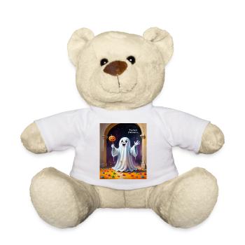 Fröhliches Gespenst mit Kürbis Cheerful Ghost with - Teddy - Weiß - Vorne