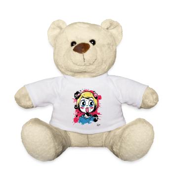 Color Explosion: The Naughty Graffiti Cat Girl - Teddy Bear - white - Front