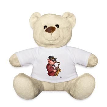 Jazz trumpets at their finest, saxophone pig - Teddy Bear - white - Front