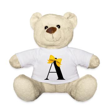 Yellow bow letter - Teddy Bear - white - Front