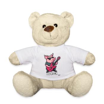 Guitar Playing Rock Pig - Teddy Bear - white - Front