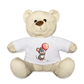 Souris mignonne avec ballon - Nounours - blanc - Devant