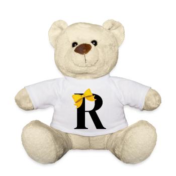 Lettre r nœud jaune - Nounours - blanc - Devant