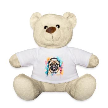 Carlin Casque Chien Coloré Drôle Animal Design Imprimer - Nounours - blanc - Devant