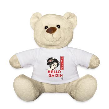 Hello Gaijin - Vintage Japan Design with Geisha - Teddy Bear - white - Front