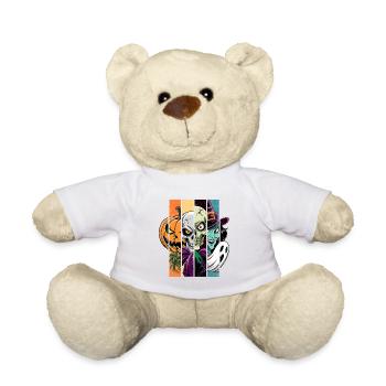Halloween Monsters: Witch, Ghost, Skeleton, Skull. - Teddy Bear - white - Front