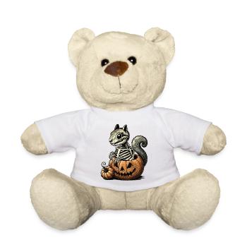 Skeleton squirrel motif in a pumpkin - Teddy Bear - white - Front