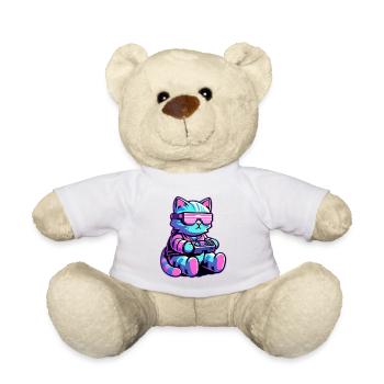 Cool Cat Gamer - Teddy Bear - white - Front