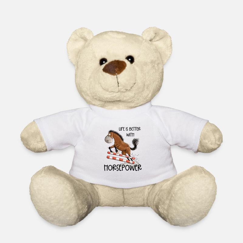Witziges Springpferd Springreiten Tunier Pferd - Teddy - Weiß