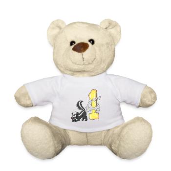 Number 1 Number One - Skunk Motif - Teddy Bear - white - Front
