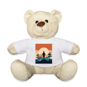 Silhouette on a Mountain at Sunrise - Teddy Bear - white - Front