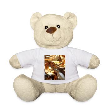 Golden Liquid Metal Waves – Modern Abstract Design - Teddy Bear - white - Front