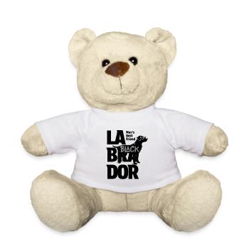 Black Brush Schrift mit Labrador Silhouetten - Teddy - Weiß - Vorne