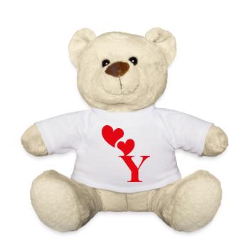 Lettre y cœur rouge - Nounours - blanc - Devant