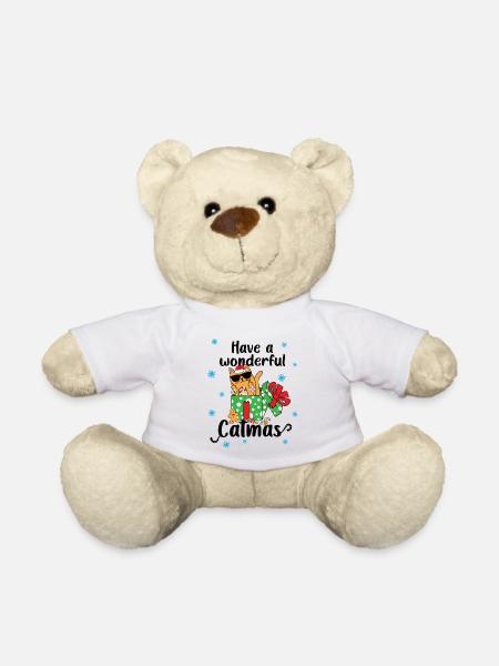 Katzenmotiv Katzen Weihnachten Katze Catmas XMAS - Teddy - Weiß