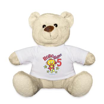 Robot Birthday Motif 5 Years Boy Gift - Teddy Bear - white - Front