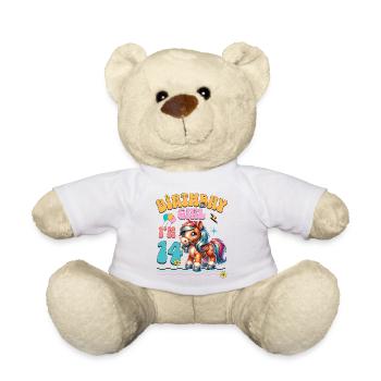14e anniversaire fille équitation - Nounours - blanc - Devant