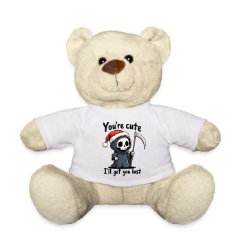 Cute Grim Reaper in Santa Hat - You're Cute - Teddy Bear - white - Front