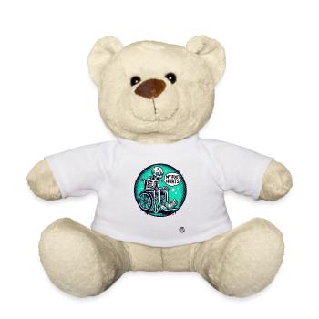 Squelette en fauteuil roulant : j’ai mal au pied - Nounours - blanc - Devant