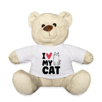I Love My Cat - Pet Cat Animal Love - Teddy Bear - white - Front