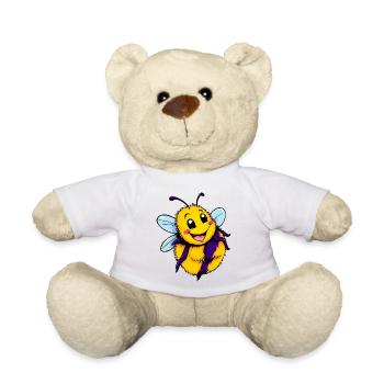 Happy Bumblebee Cartoon Illustration - Teddy Bear - white - Front