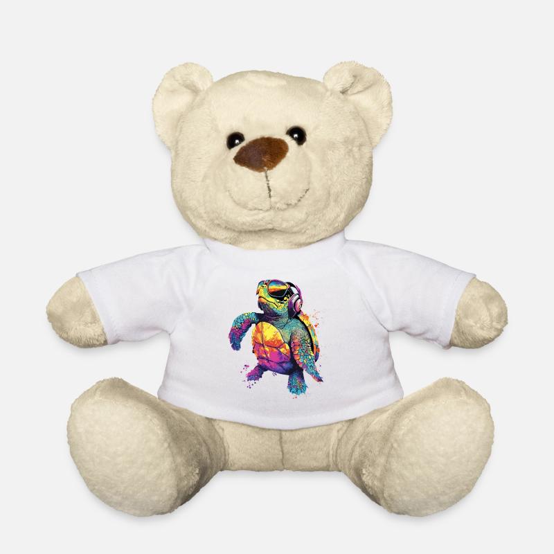 Schildkröte Bunt Popart Reptil Süße Schildkröten - Teddy - Weiß