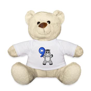 Motif âne 9ème anniversaire - 9 ans - Nounours - blanc - Devant