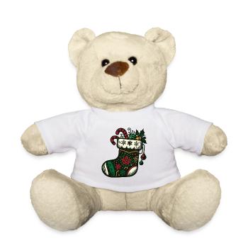 Christmas Stocking - Teddy Bear - white - Front