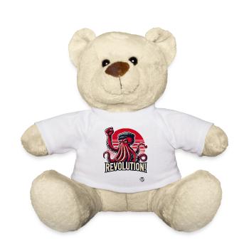 Revolution Oktopus mit erhobener Faust - Teddy - Weiß - Vorne