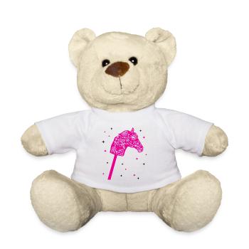 Pferdekopf Hobby Horse Outfit Steckenpferde - Teddy - Weiß - Vorne
