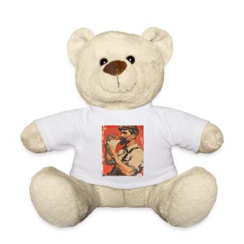 Handsome milkman drinking milk - Teddy Bear - white - Front
