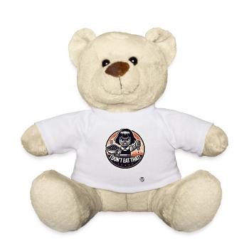 Little girl with beans, I don't eat that! - Teddy Bear - white - Front