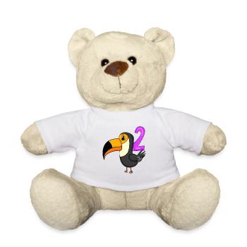 2 Birthday Toucans Bird Motif - Two Years Old - Teddy Bear - white - Front