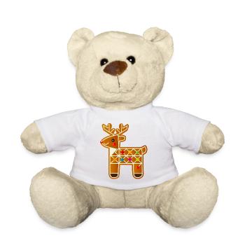 Rentier im Lebkuchen-Design für Weihnachten - Teddy - Weiß - Vorne