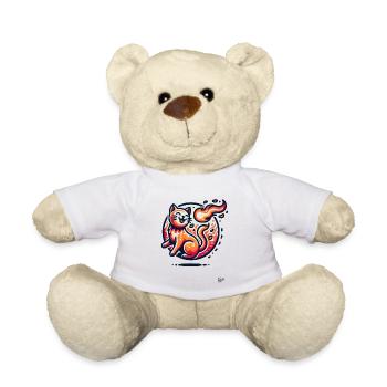 Flammen und eine springende Katze - Teddy - Weiß - Vorne