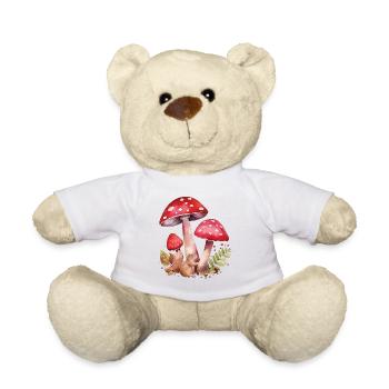 Cute Squirrel with Red Mushrooms Cute - Teddy Bear - white - Front